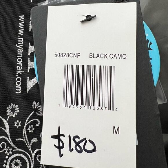 Anorak Crop Sleeve Puffer Jacket Black Camo Size M NEW - Picture 14 of 16